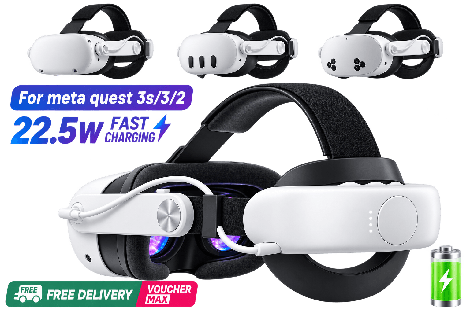 All In 7000 mah Battery Headstrap For Oculus Quest 2/3/3S (Just Headstrap Only) — view 1